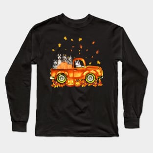 Husky Pumkin Car Autumne Halloween Long Sleeve T-Shirt